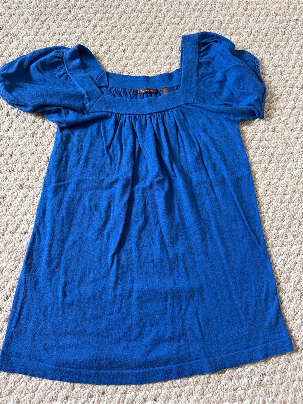 525 America Royal Blue Square Neck Puff Sleeve Tunic